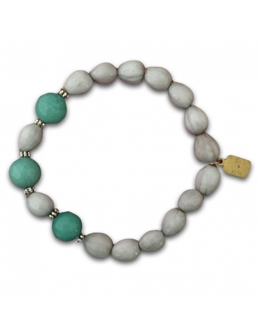 Bracelet Story & Myth Nacres Végétales & Amazonite © Christine Picard