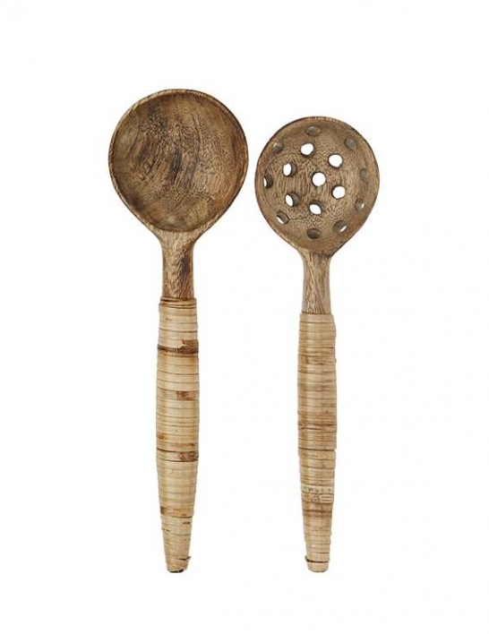 Set de 2 cuillères en bois & bambou 14 cm - Madam Stoltz