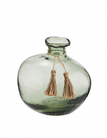 vase rond organique avec pompon en jute 