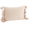 Housse de coussin uni rose poudre et pompons 40x60 cm Madam Stoltz