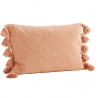 Housse de coussin uni orange corail & pompons 40x60 cm Madam Stoltz