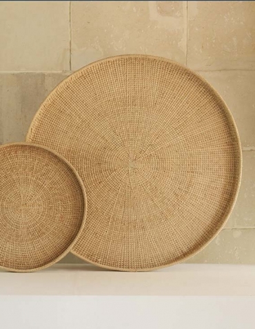 Plateau rond avec rebord en palme naturelle Ø 60 cm