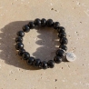 Bracelet en perles d'argile noir artisanal - Simbi Haïti