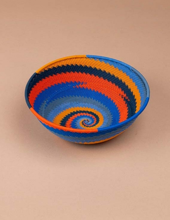Le bol zoulou. Voltage en fil téléphonique surcyclé Ø 16 cm Artisanat d'Afrique du Sud - AS'ART