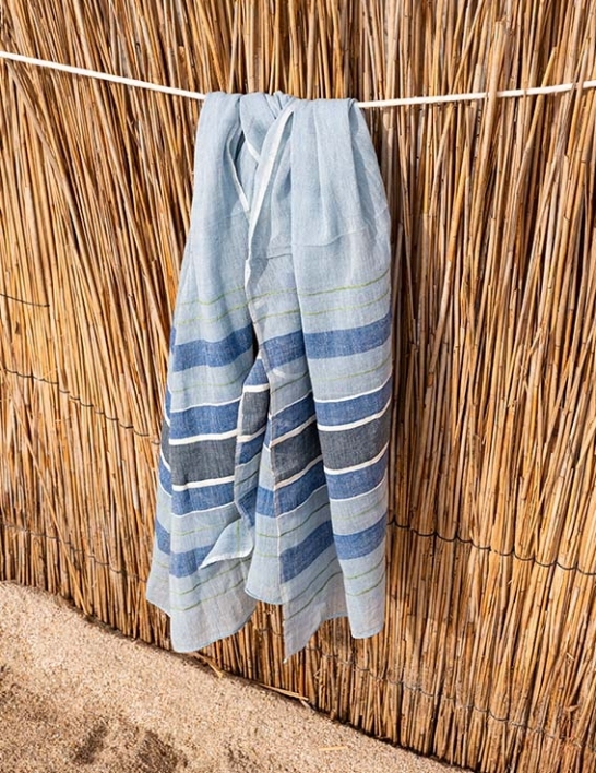 L'étole Fanos bleu en coton 70x200 cm - Dana Esteline