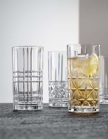Le coffret de 4 verres à cocktail long drinks en cristal ciselé 44,5 cl Highland - Nachtmann