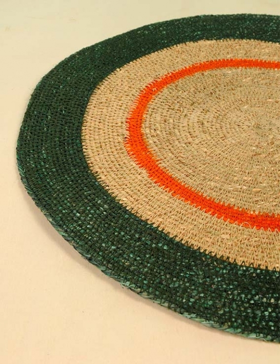 Le set de table rond en jacinthe d'eau éthique vert et orange Ø 39 cm - BAOBAB