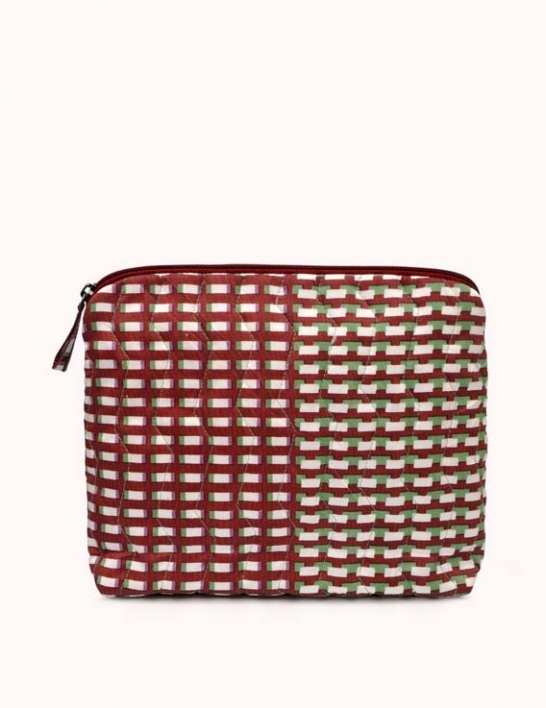 Pochette Shimla motifs indiens vert et rouge ÉPICE Paris