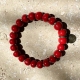 Bracelet rouge en perles d’argile d'Haïti émaillée unisexe - Simbi