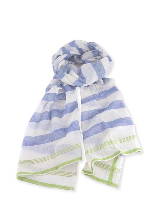 L'étole Hanna bleu & vert unisexe en coton 60x200 cm - Dana Esteline