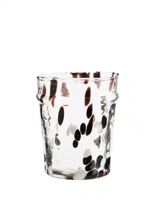 Verre artisanal indien soufflé marron et blanc 20 cl 8x10 cm- Madam Stoltz