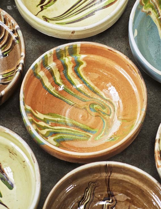 Bol en faïence orange peint à la main 16x6,5 cm - Madam Stoltz