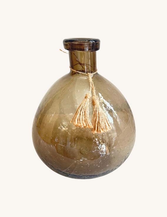 vase en verre brun organique 20x27 cm