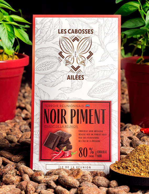 Chocolat Noir Piment 80% Cacao 75 g | Les Cabosses Ailées