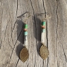 Boucles d'Oreille Pendantes Yaromi - Laiton & turquoise | Pince Oreilles