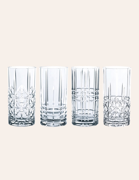 Le coffret de 4 verres à cocktail long drinks en cristal ciselé 44,5 cl Highland - Nachtmann
