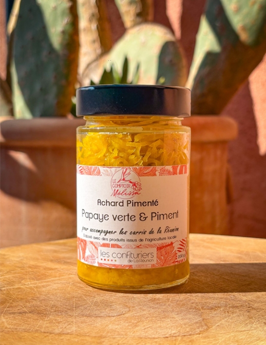 Achard Papaye Verte & Piment 200 g - Comptoir de Mélissa La Réunion