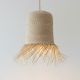Suspension abat-jour en jonc de mer tressé naturel & blanc