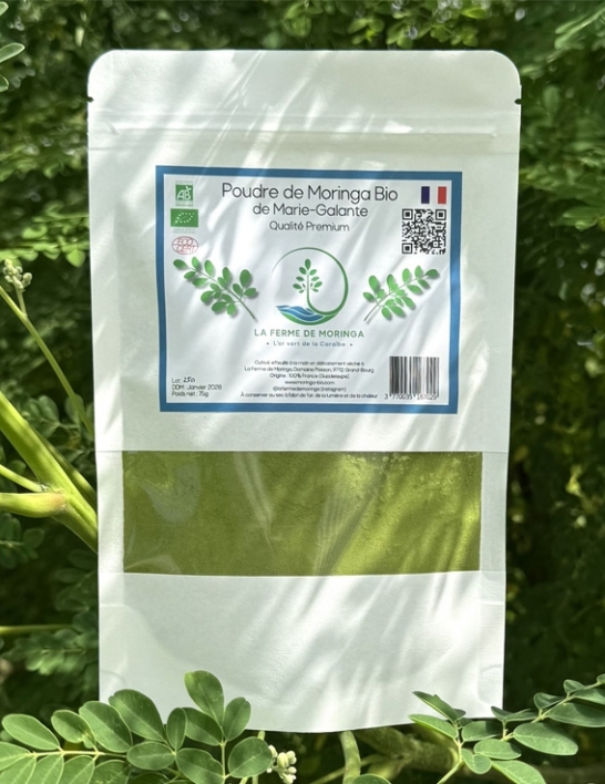 Moringa BIO en poudre - Qualité Premium - Ferme de Moringa - Marie-Galante - 75 g