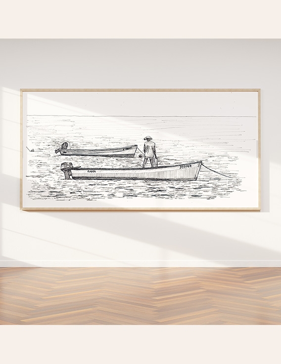 Ataraxie - Dessin à l'Encre - 80 x 45 cm - Œuvre Originale - Awoz - Guadeloupe