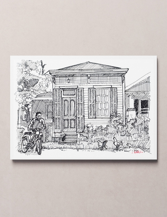 Kaz An Nou 1 – Dessin à l'Encre - 24 x 32 cm - Reproduction Numérotée - Awoz - Guadeloupe