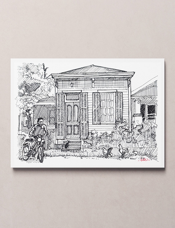 Kaz An Nou 1 – Dessin à l'Encre - 24 x 32 cm - Reproduction Numérotée - Awoz - Guadeloupe