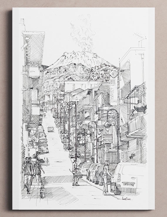 Basse-Terre – Dessin à l'Encre - 24 x 32 cm - Reproduction Numérotée - Awoz - Guadeloupe