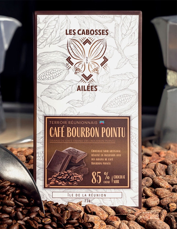 Tablette de Chocolat Noir 85% - Café Bourbon Pointu - 75 g - La Réunion - Les Cabosses Ailées