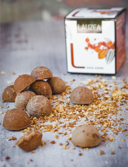 Dômes Krik Krak Lauzea – Chocolat au lait, praliné amandes-noisettes & biscuit croquant -100g