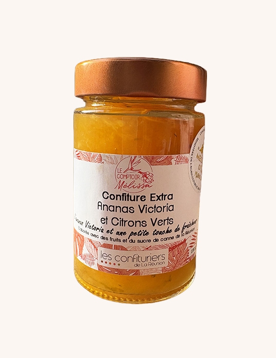 Confiture Extra Ananas Victoria & Citron Vert - Le Comptoir de Mélissa - 230 g - La Réunion