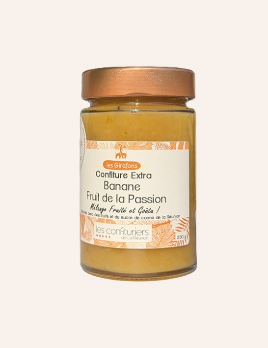 Confiture Banane & Fruit de la passion Les Girafons – Extra de La Réunion | 230 g