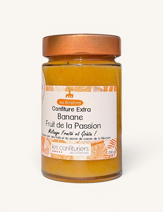 Confiture Banane & Fruit de la passion Les Girafons – Extra de La Réunion | 230 g